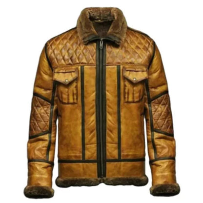 “Premium Men’s RAF B10 Aviator Leather Jacket in dark brown, featuring a classic military-inspired flight design, durable leather construction, and comfortable tailored fit.”