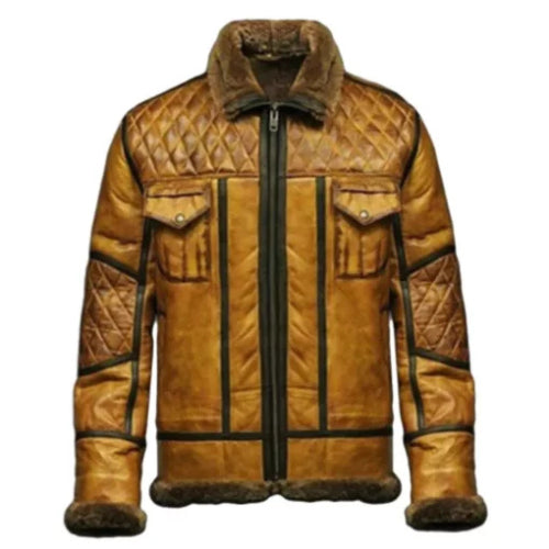 “Premium Men’s RAF B10 Aviator Leather Jacket in dark brown, featuring a classic military-inspired flight design, durable leather construction, and comfortable tailored fit.”