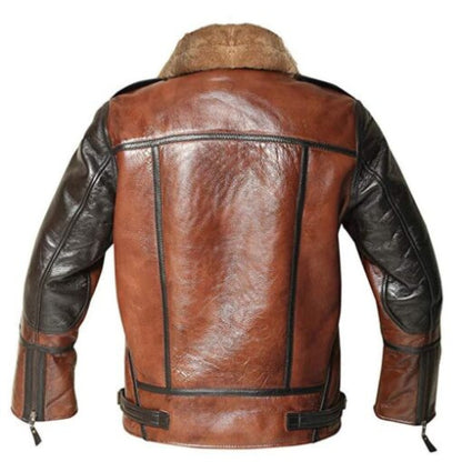 Authentic Men’s B3 Brown Shearling Aviator Jacket featuring genuine leather exterior, soft shearling lining, and classic flight-inspired design for superior warmth and timeless style.