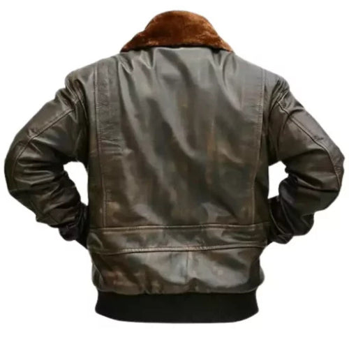 Men’s G-1 Aviator Jacket in distressed brown leather, featuring a rugged vintage flight design, durable construction, and classic aviator style.