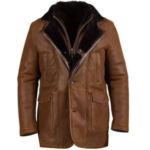 Redefine luxury winter fashion with the Brown Shearling Leather Coat, featuring premium double shearling lining, rich brown genuine leather, and a timeless design for ultimate warmth and style.