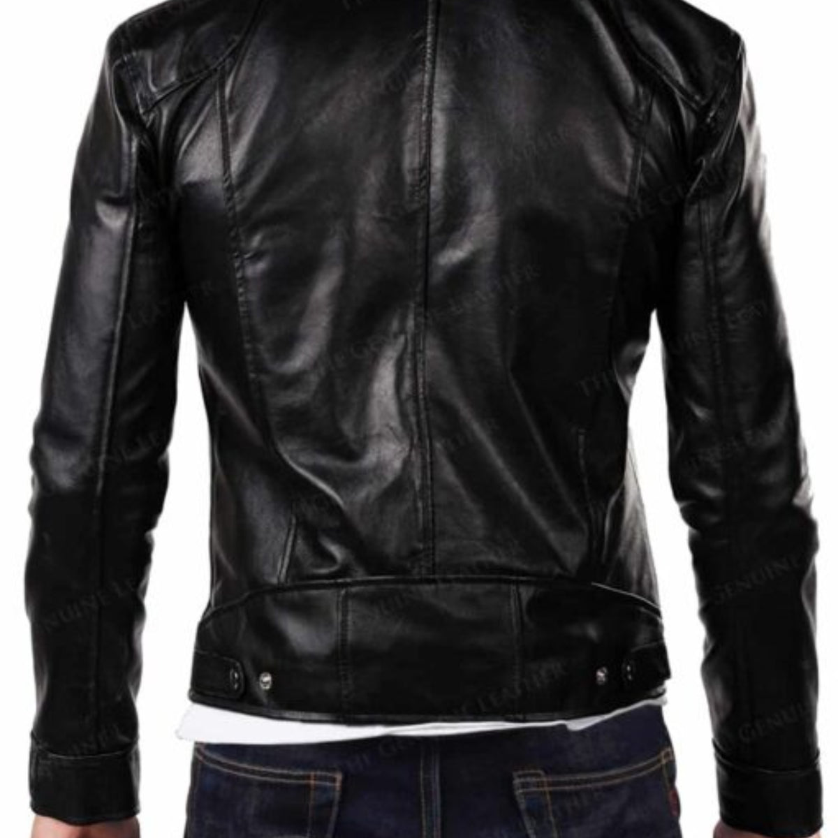 Men’s Black Retro Motorcycle Jacket with classic biker style, slim fit, front zipper, and vintage motorcycle design