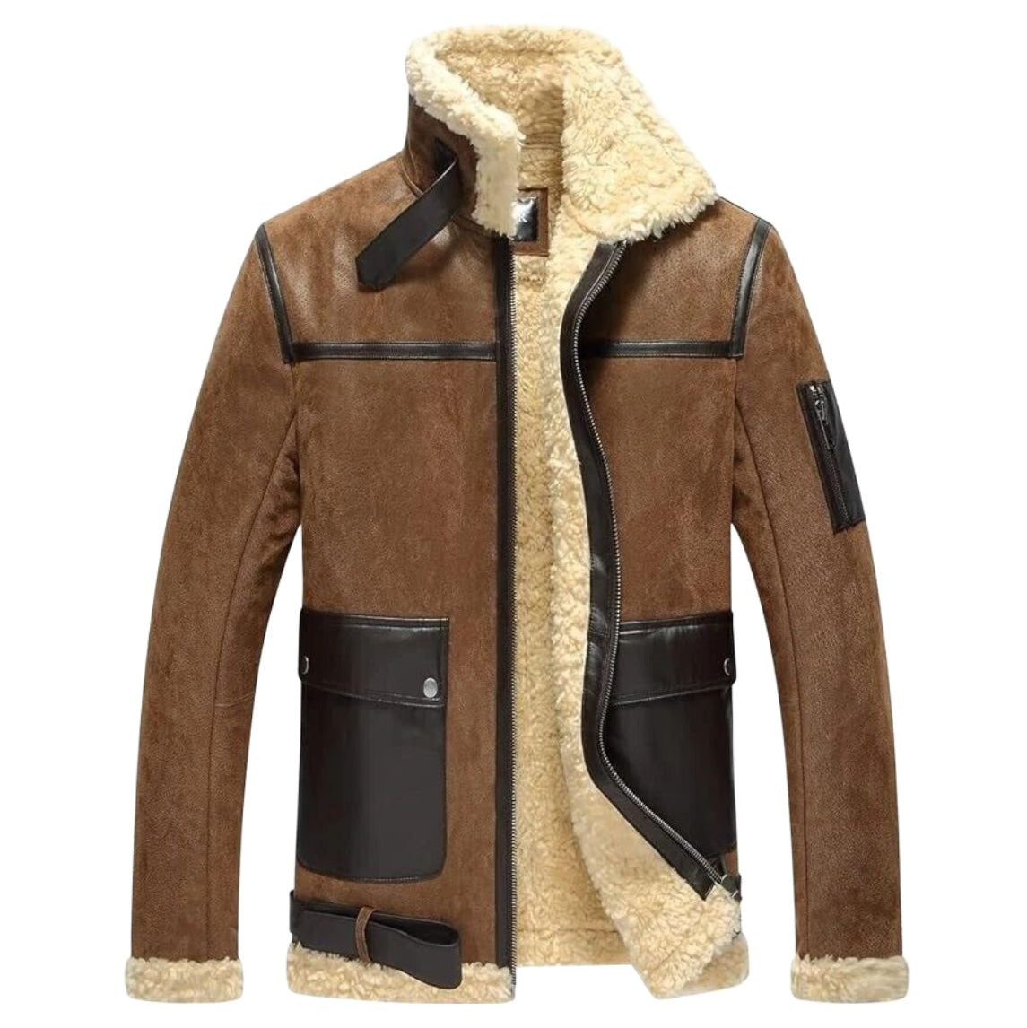 Ride in Style with the Men’s Leather Aviator Motorcycle Bomber Shearling Jacket