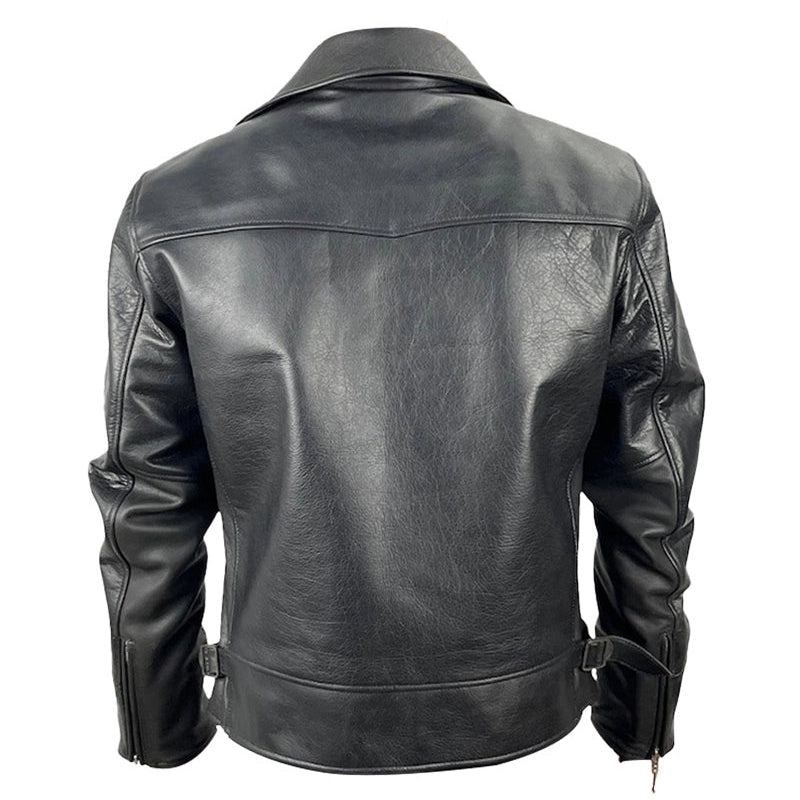 Classic Charm Men’s Jet-Black Leather Harrington Jacket