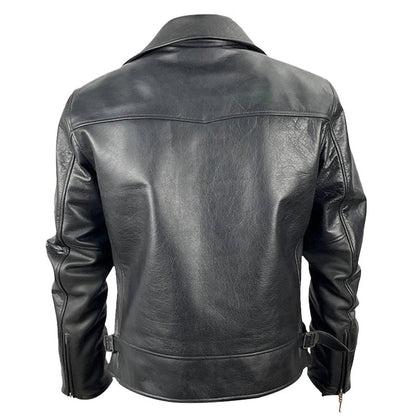 Classic Charm Men’s Jet-Black Leather Harrington Jacket