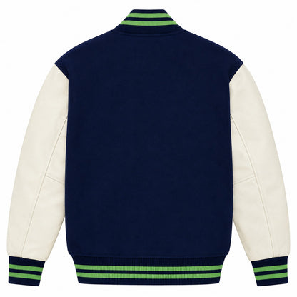Seattle Seahawks Varsity Jacket Wool Body Leather Sleeves NFL Fan Jacket