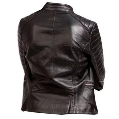 Women Bara black motorcycle jacket with sleek biker style and modern comfortable fit
