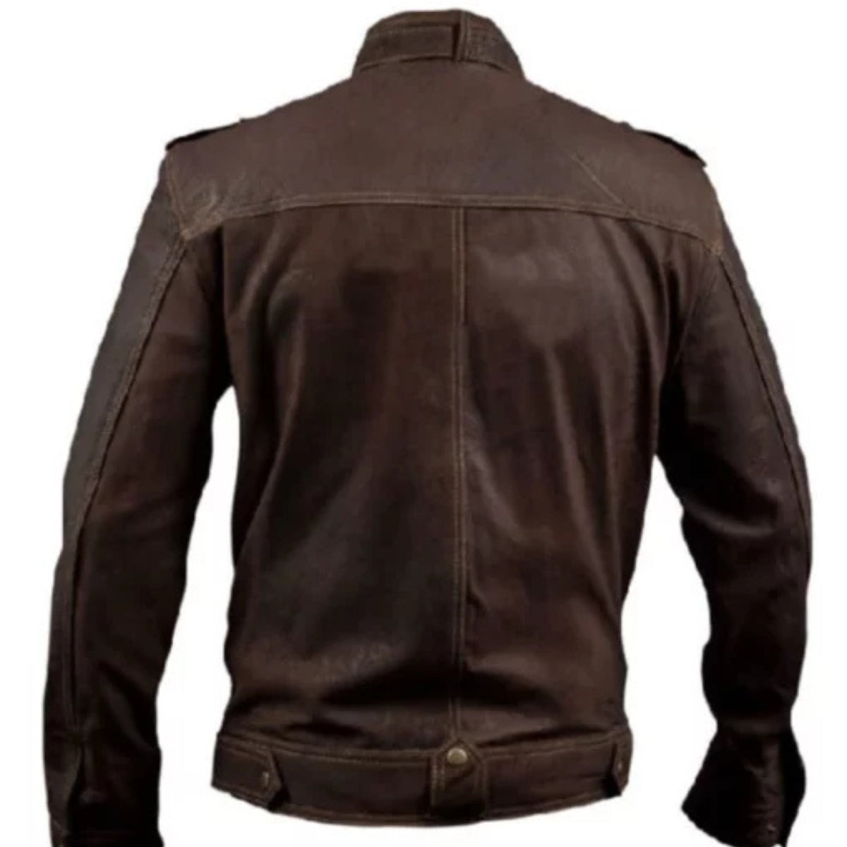 Men’s brown slim fit leather moto jacket, stylish, sleek, and perfect for riding or casual wear