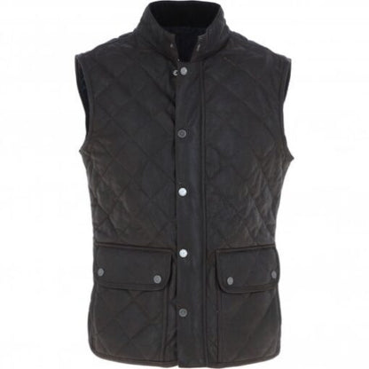 Men’s Diamond Quilted Black Leather Vest featuring a sleek and sophisticated design, crafted from premium leather with a stylish quilted pattern for a modern, refined look.