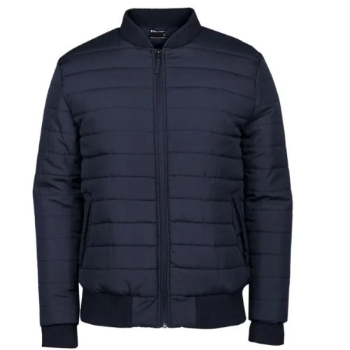Men’s Horizontal Design Puffer Jacket featuring a modern quilted pattern, offering lightweight warmth and sleek winter style.