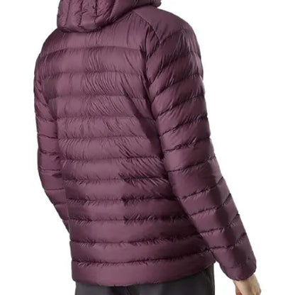 Men’s Burgundy Puffer Jacket featuring bold color, lightweight warmth, and modern winter style.