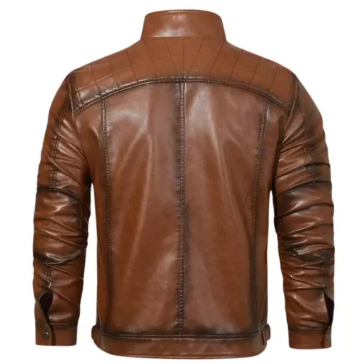Men’s brown cruiser leather motorcycle jacket, classic and durable design