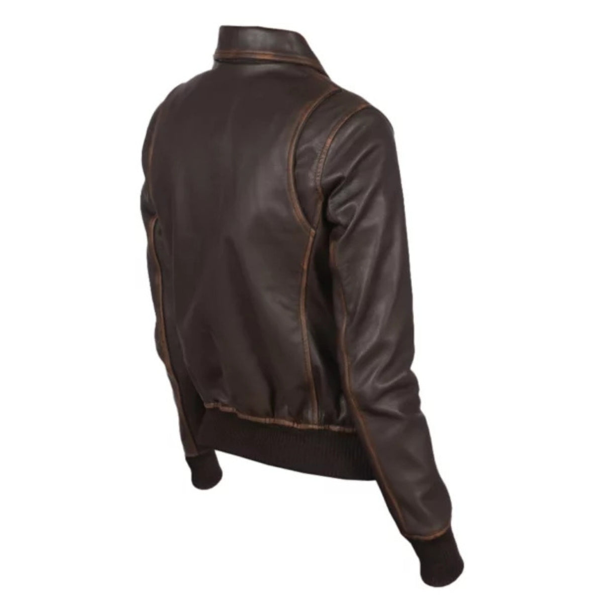 Women’s brown A-2 bomber jacket in premium leather with timeless design