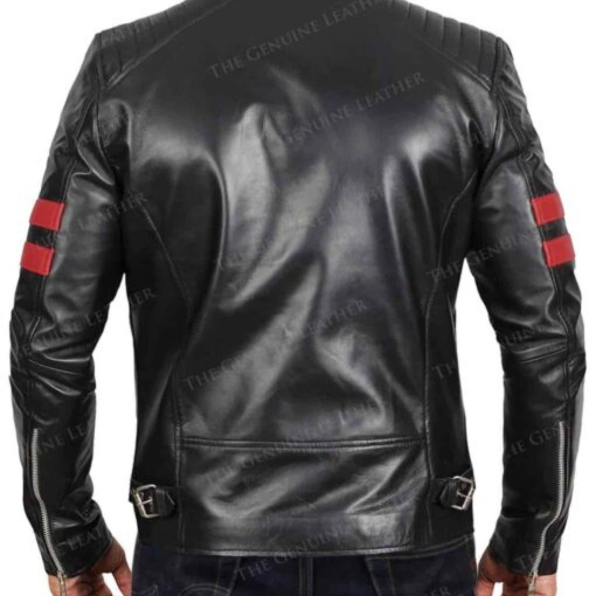 Men’s Black Retro Vintage Leather Jacket with classic biker design, front zipper, and timeless motorcycle style