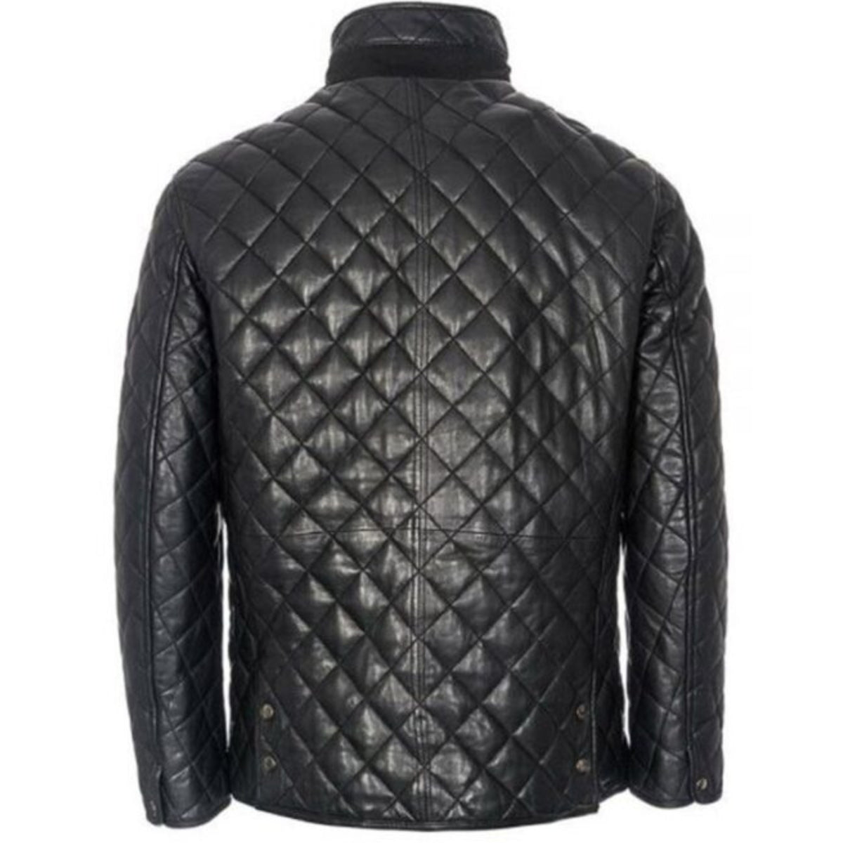 Men’s quilted black café racer leather jacket with classic biker style