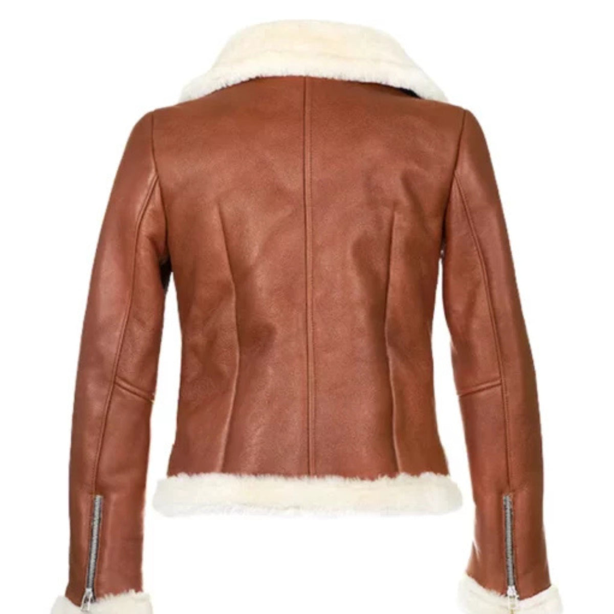 Women’s chestnut aviator shearling jacket with warm vintage style and premium comfort lining