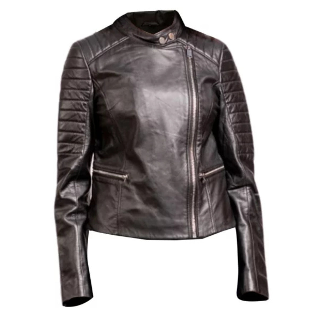 Women Bara black motorcycle jacket with sleek biker style and modern comfortable fit