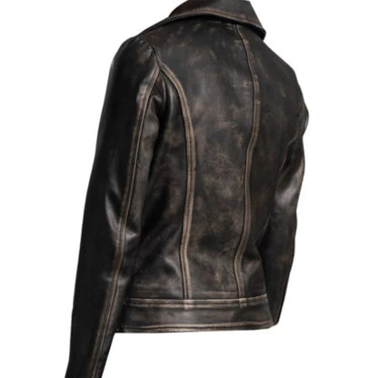 Women Rumy distressed jacket with vintage style, edgy appeal, and modern fit