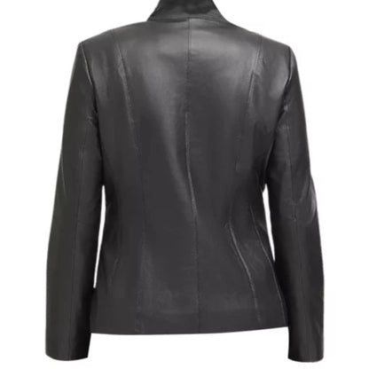 Women’s classic black jacket with a sleek design and elegant versatile style