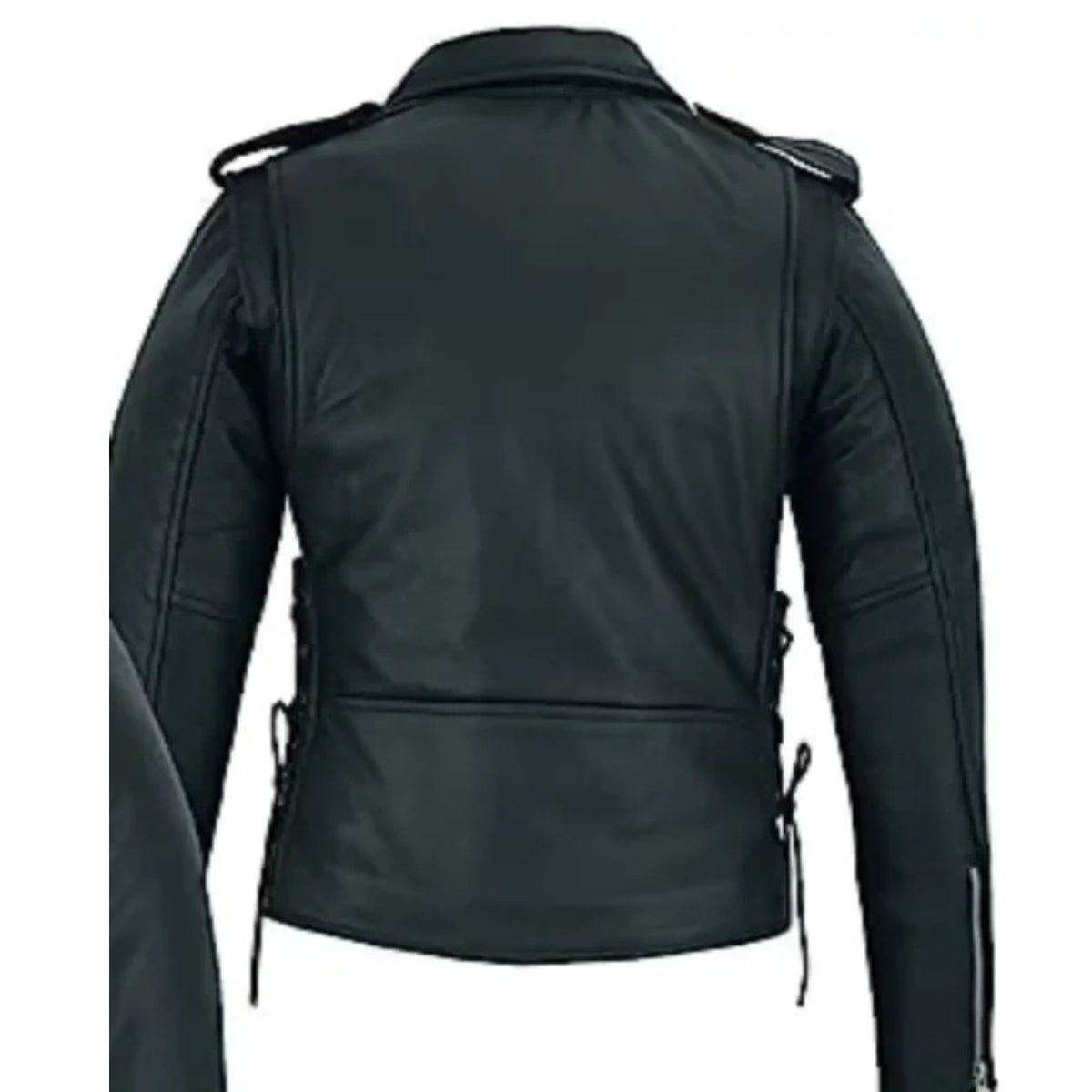 Women’s classic motorcycle leather jacket with sleek biker design and premium comfort fit