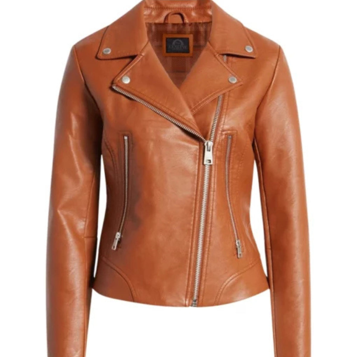 Women’s real brown leather jacket with premium quality, timeless style, and classic fit