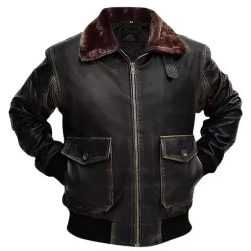 Rugged G-1 Black Aviator Jacket for Men