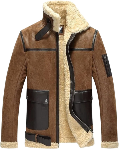 Ride in Style with the Men’s Leather Aviator Motorcycle Bomber Shearling Jacket