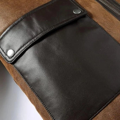 Ride in Style with the Men’s Leather Aviator Motorcycle Bomber Shearling Jacket