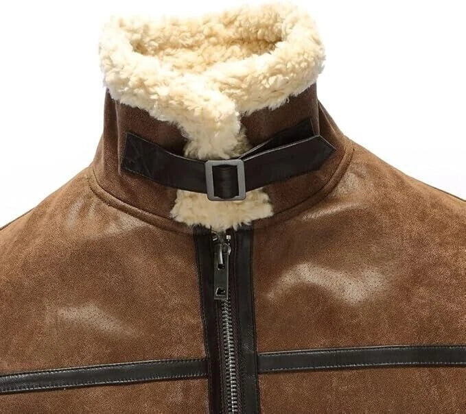 Ride in Style with the Men’s Leather Aviator Motorcycle Bomber Shearling Jacket